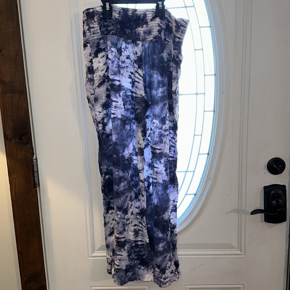 PEACE PEARLS Blue & White High Waist Wide Leg Womens Pants Size S - Picture 3 of 5